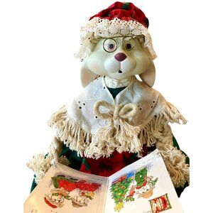 House of Lloyd 1996 Porcelain GRANNIE FLO BUNNY Rabbit SHELF SITTER w/STORY BOOK